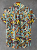 Sexy Mushroom Vintage Print Casual 100% Cotton Shirt