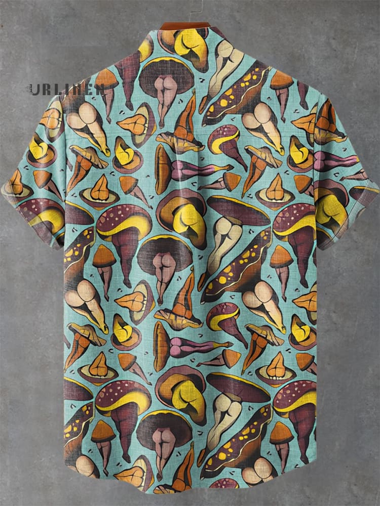Sexy Mushroom Vintage Print Casual 100% Cotton Shirt