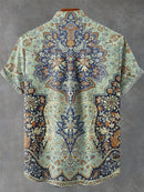 India Style Pattern Vintage Ethnic Print Casual 100% Cotton Shirt