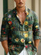 Vintage Plaid Plant Floral Print 100% Cotton Long Sleeve Shirt