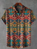 Vintage Ethnic Pattern Art Print Casual 100% Cotton Shirt
