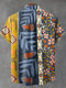 Vintage Panelled Striped Florals Print Casual 100% Cotton Shirt