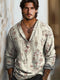 Vintage Floral Decorative Pattern Cotton And Linen Casual Shirt