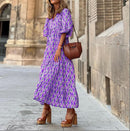 👗👗Women's Elegant Puff Sleeve Floral Boho Maxi Dress