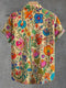 Vintage Indian Folk Floral Art Print Casual Jacquard Shirt