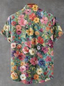 Blooming Flower Decorative Pattern Casual 100% Cotton Shirt