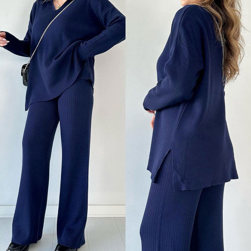 🎁Hot Sale 50% OFF🎁V-Neck Casual Slit Knitted Two-Piece Set